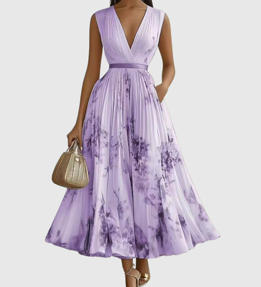 Siena | Elegants Plisse Maxi Kleit
