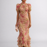 Rosario | Pikk Lilledes Chiffon Kleit