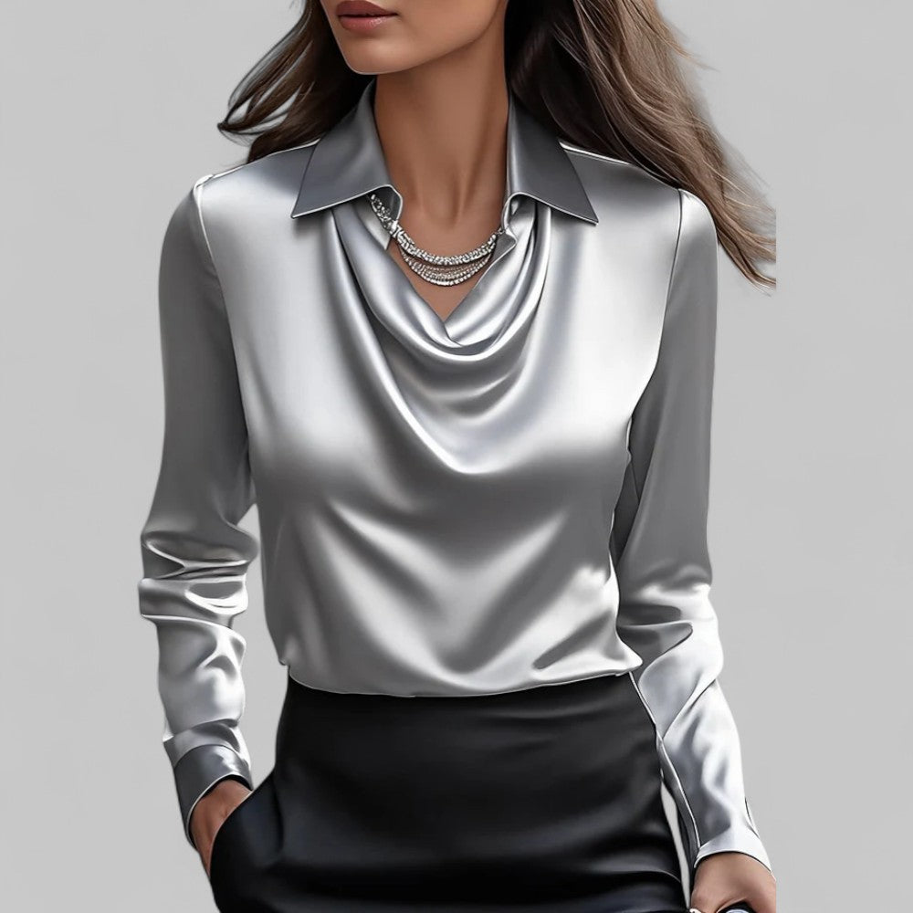 Theresa | Elegantne veesangaga satiinbluus naistele