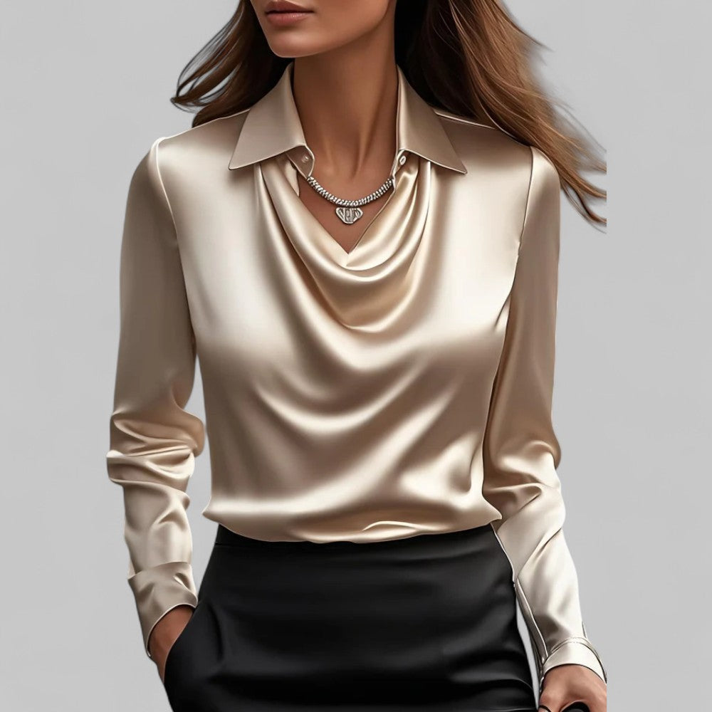 Theresa | Elegantne veesangaga satiinbluus naistele