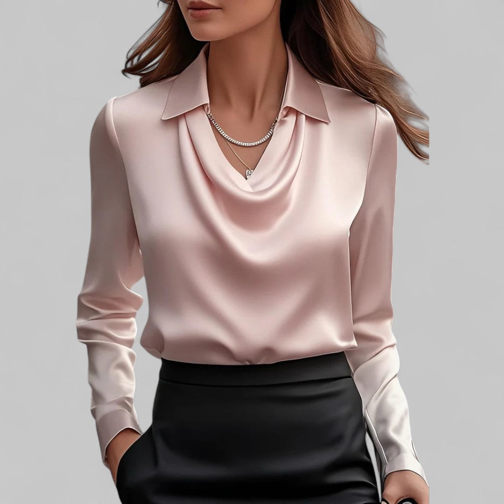 Theresa | Elegantne veesangaga satiinbluus naistele