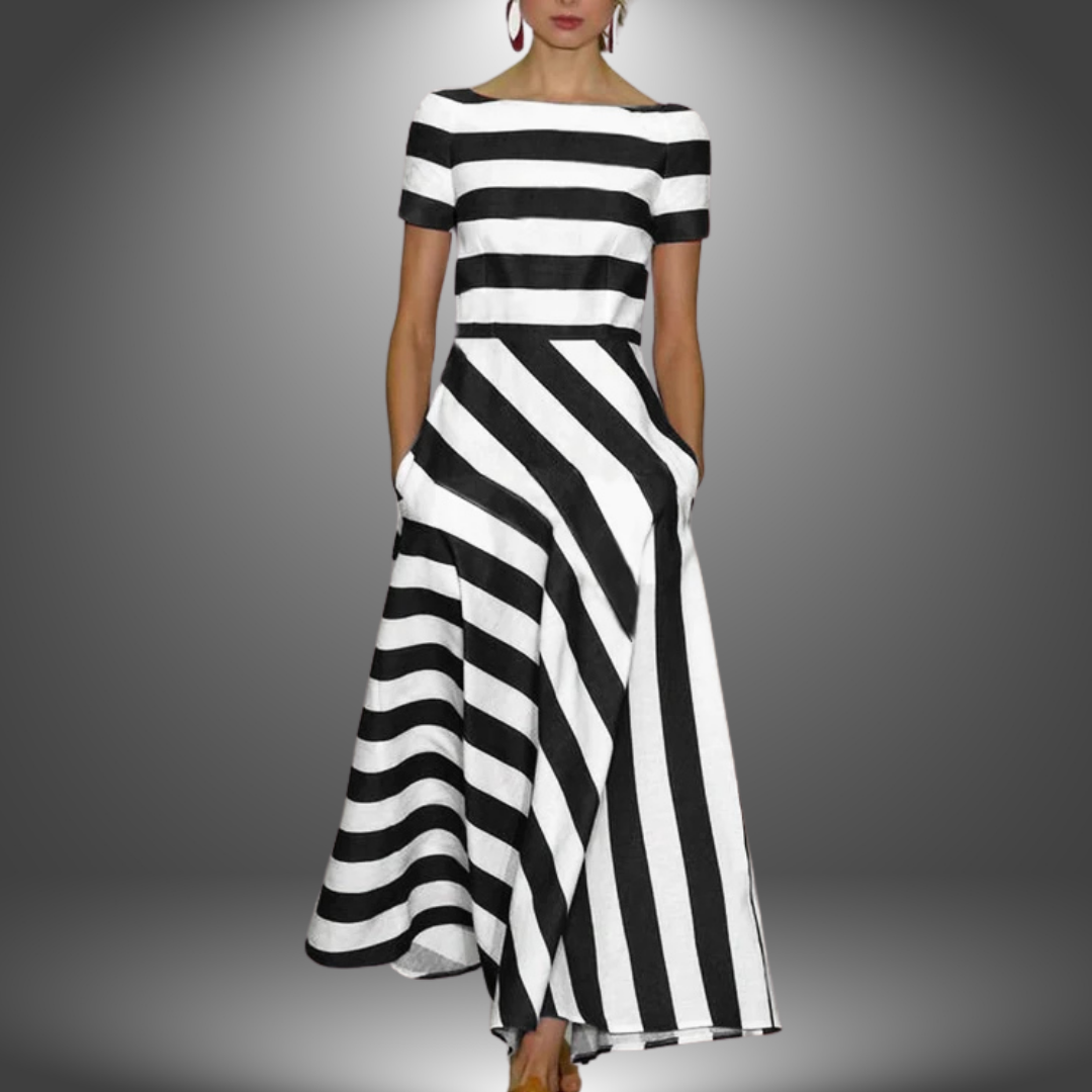 Alma | Triibuline A-Liini Maxi Kleid