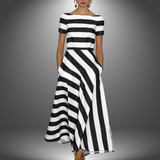 Alma | Triibuline A-Liini Maxi Kleid