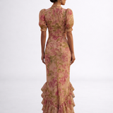 Rosario | Pikk Lilledes Chiffon Kleit
