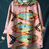 Blythe | Naiste Vintage Kalakunsti Prindiga Casual Särk