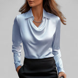 Theresa | Elegantne veesangaga satiinbluus naistele