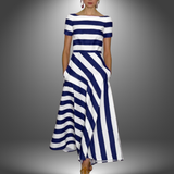 Alma | Triibuline A-Liini Maxi Kleid