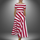 Alma | Triibuline A-Liini Maxi Kleid