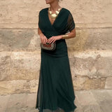 Louise | Elegantne Maxi Pidu Kleidiga V-kaelusega