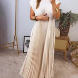 Sophia | Elegantne lõigatud plisseeritud maxi kleit
