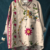Alisa | Naiste Vintage Lilleline Kunstitrükk Casual Särk.