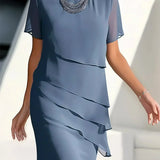 Monika | Lühikeste Varrukatega Midi Kleid