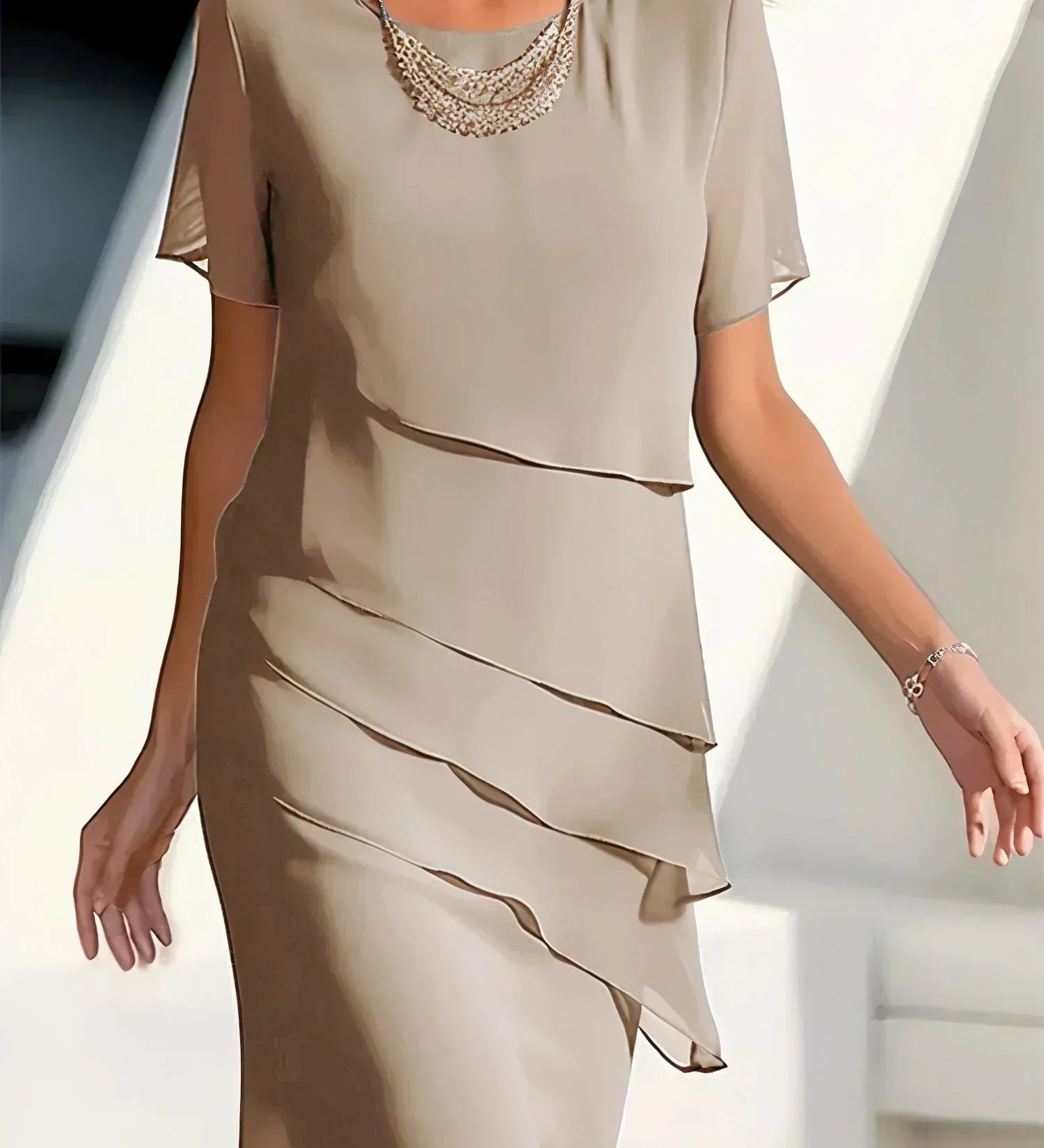 Monika | Lühikeste Varrukatega Midi Kleid