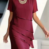 Monika | Lühikeste Varrukatega Midi Kleid