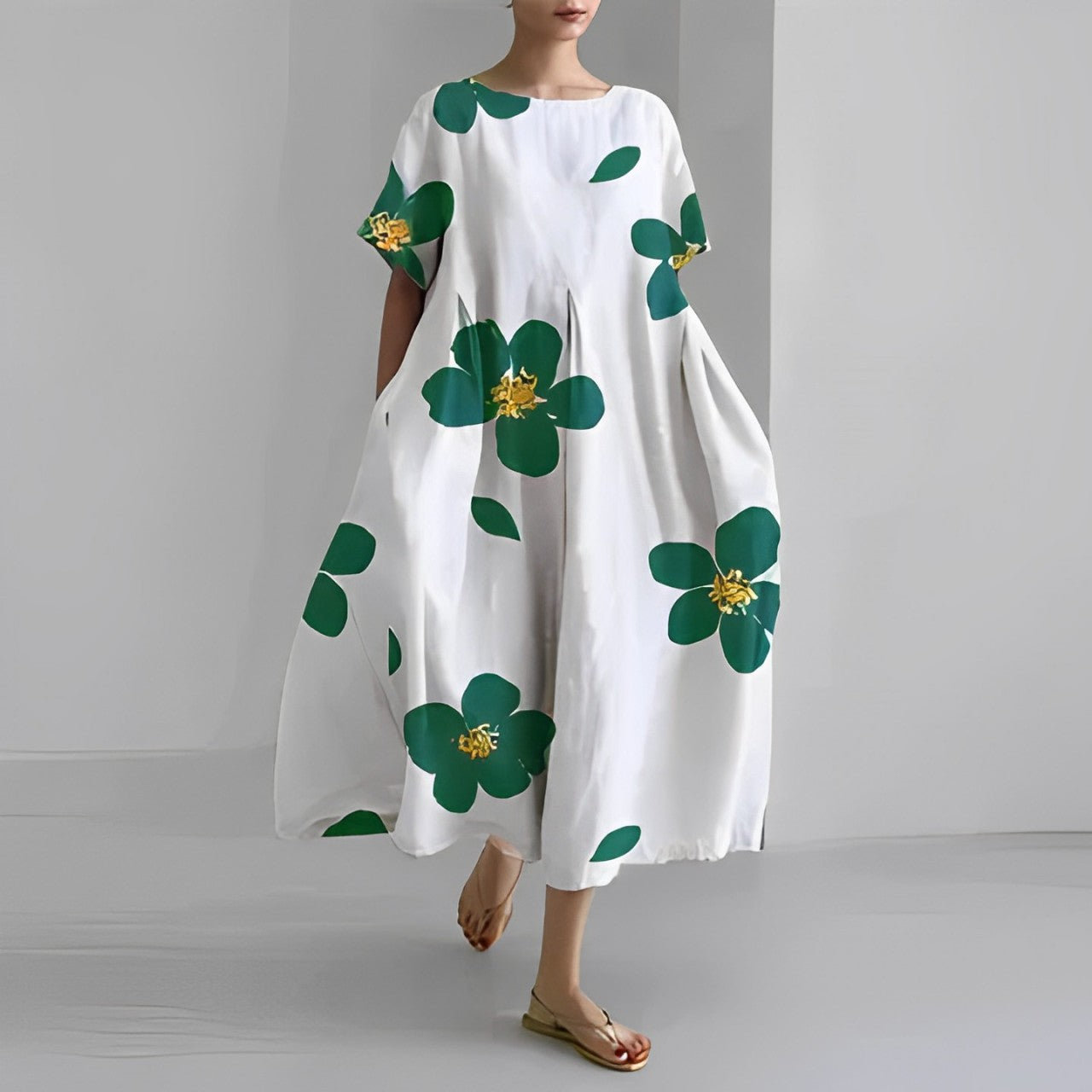 Daisy - Retro Suur Rippuv Lahtine Maxi Kleit