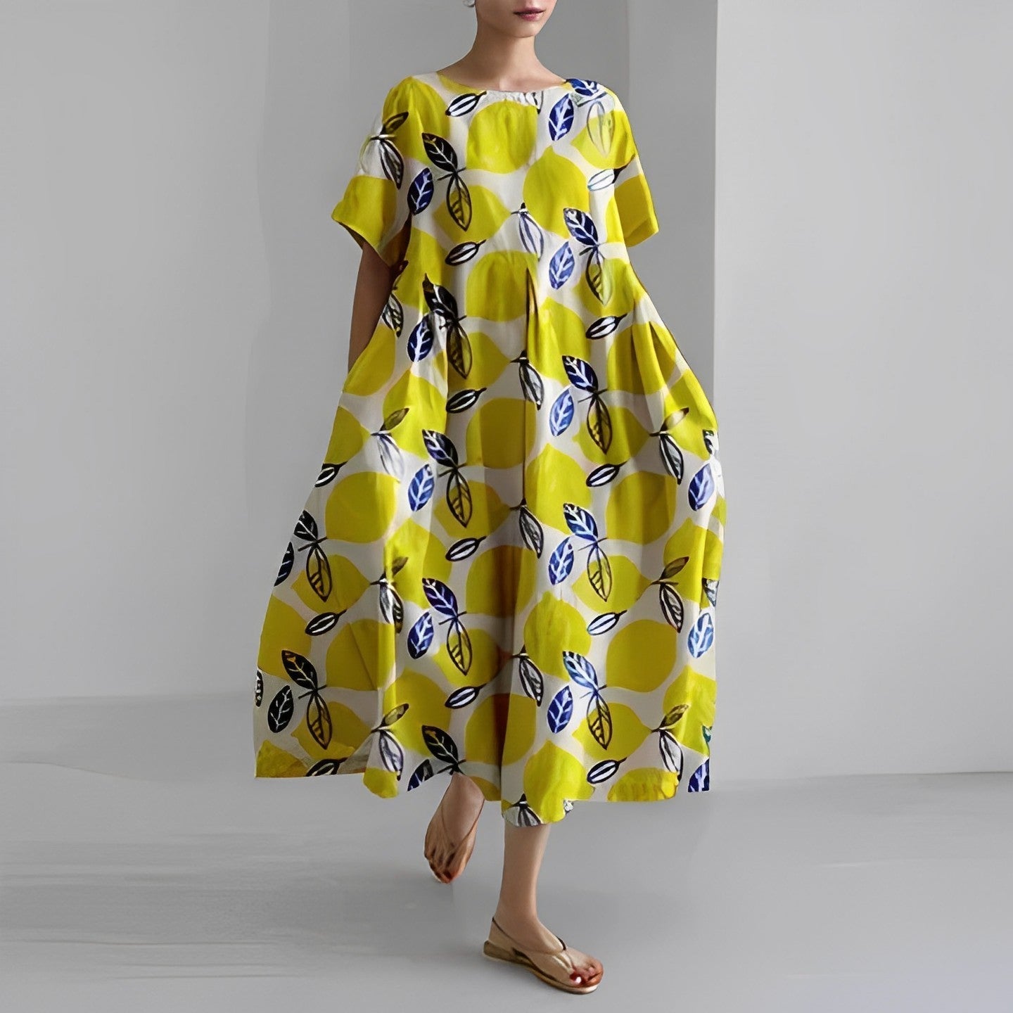 Daisy - Retro Suur Rippuv Lahtine Maxi Kleit
