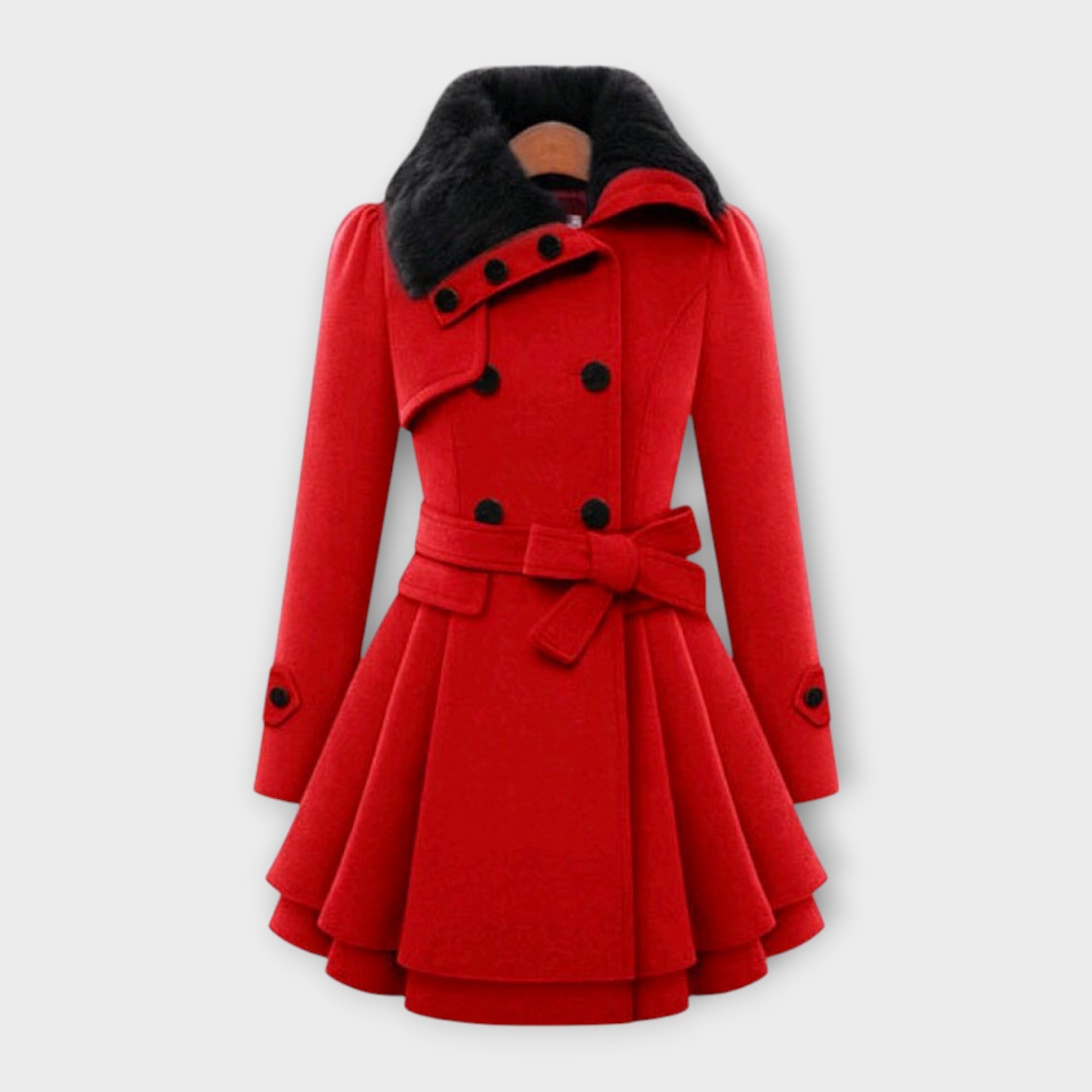 Emma | Elegantne mantel kunstkarusnahast kraega