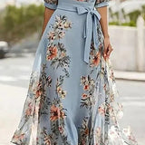 Vanessa | Boho Maxi Kleid V-kaeluse ja Sõlmega