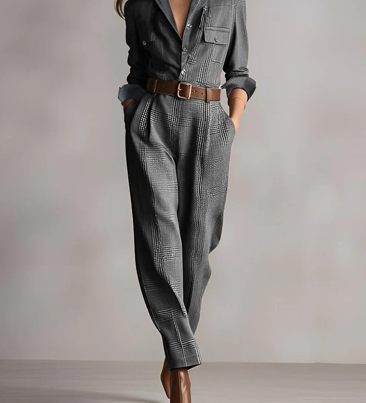 Anna | Ruuduline Elegantne Jumpsuit