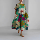 Daisy - Retro Suur Rippuv Lahtine Maxi Kleit