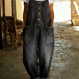 Rocio - Lahe denim kombinesoon reguleeritava klambriga