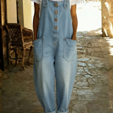 Rocio - Lahe denim kombinesoon reguleeritava klambriga