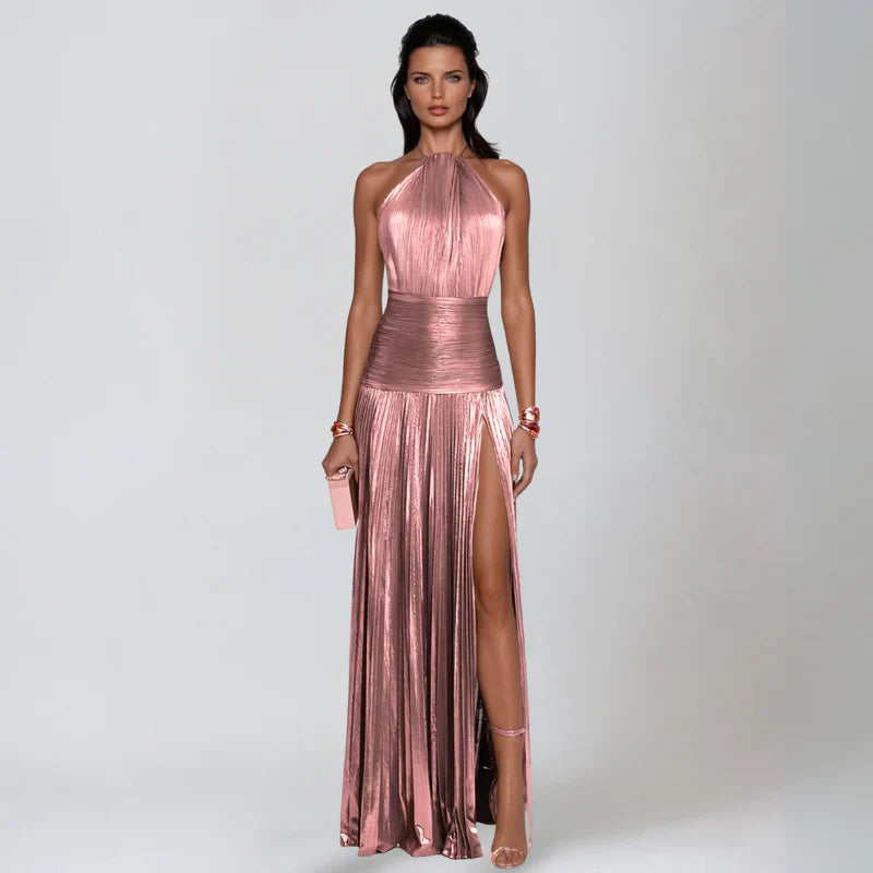 Emma | Metallik Halter Seljaga Kleit