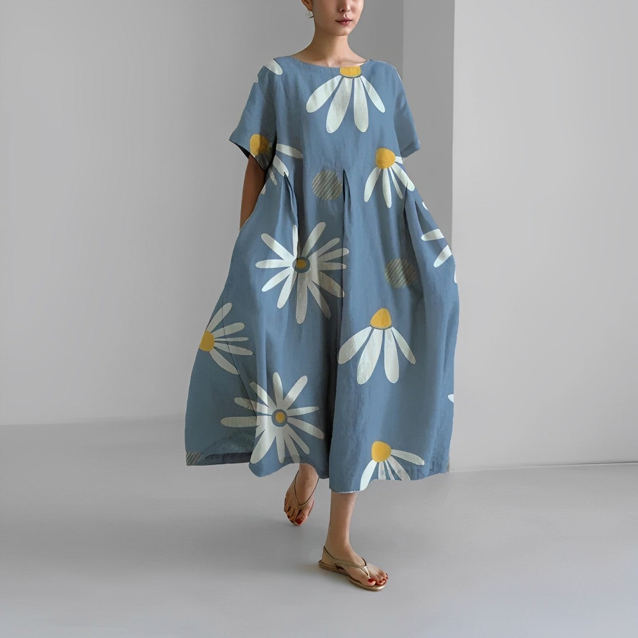 Daisy - Retro Suur Rippuv Lahtine Maxi Kleit